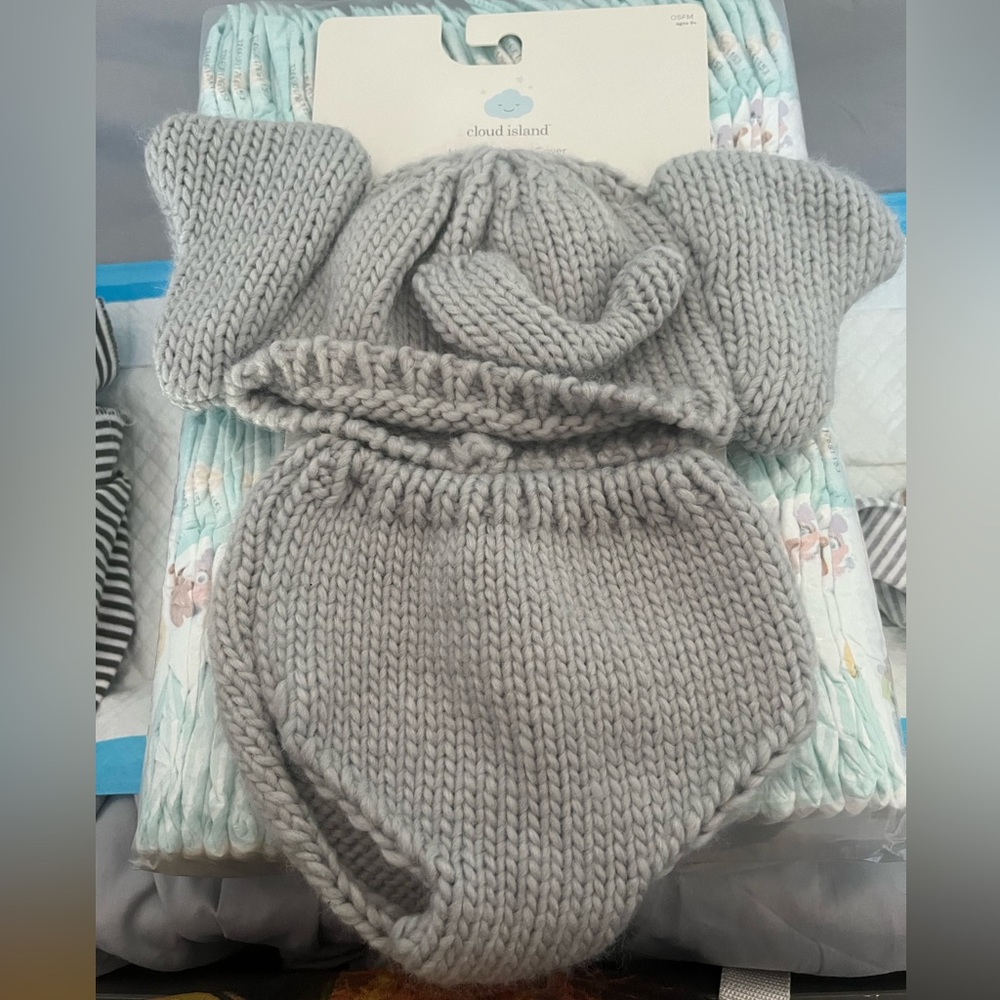 Hat & diaper cover set - elephant